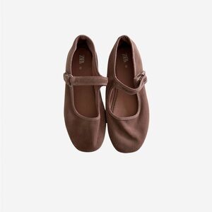 Zara Girls Dusty Pink Strap Mary Jane Ballet Flats